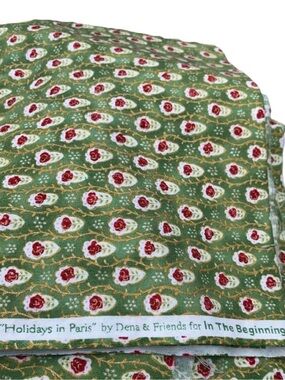 "Holidays in Paris" Green Floral Holiday Fabric Cotton In the Beginning